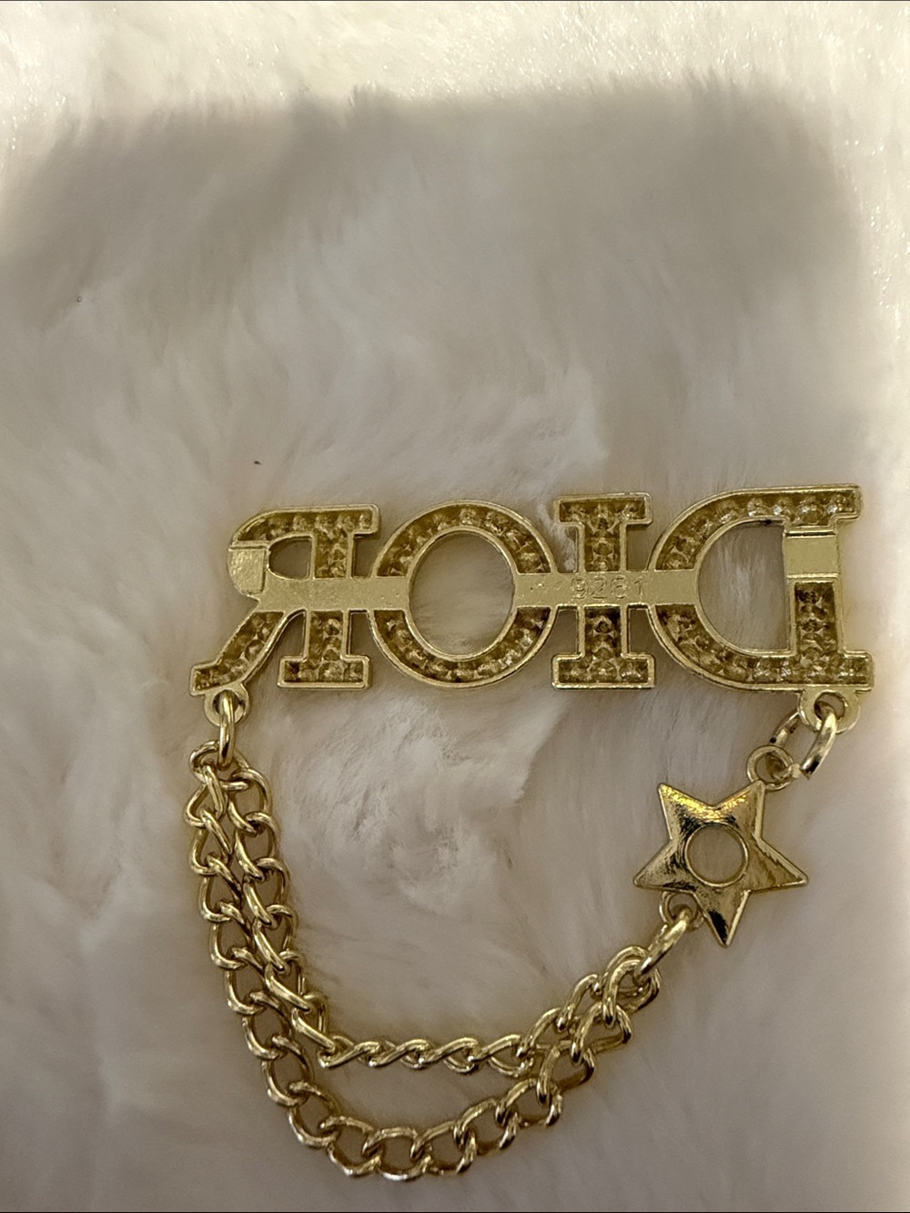 Gold-Tone Crystal Logo Charm with Star and Dual Chains - Picture 2 of 2